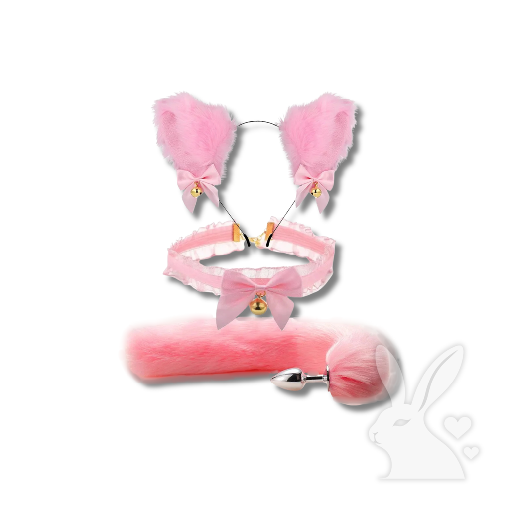 Analinis kaištis su fetišo uodegėle ir katės ausytėmis poroms