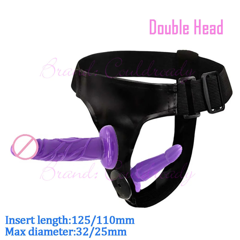 Dviejų galų strap-on dildo poroms su reguliuojamu diržu