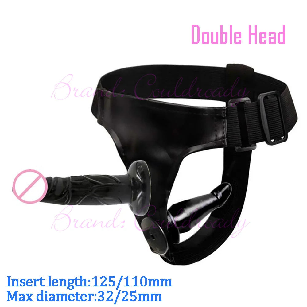 Dviejų galų strap-on dildo poroms su reguliuojamu diržu